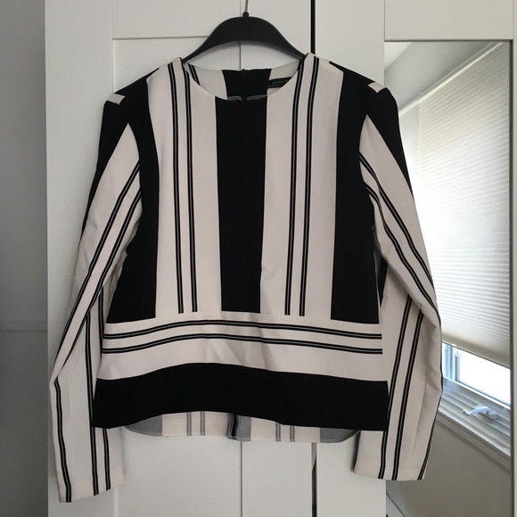 Zara black and white stripe blouse - Picture 4 of 7